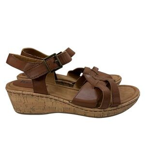 B.O.C. Goldie Light Brown Cork Platform Wedge Strappy Sandals Women's 9